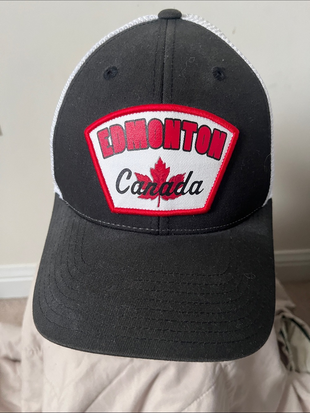Edmonton Canada Black and White Mesh Baseball Cap